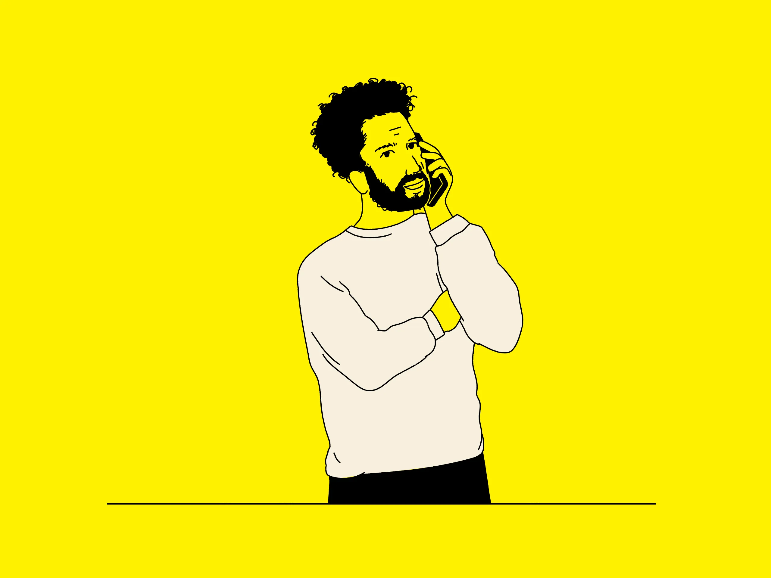 Illustration eines Mannes der mit dem Smartphone telefoniert