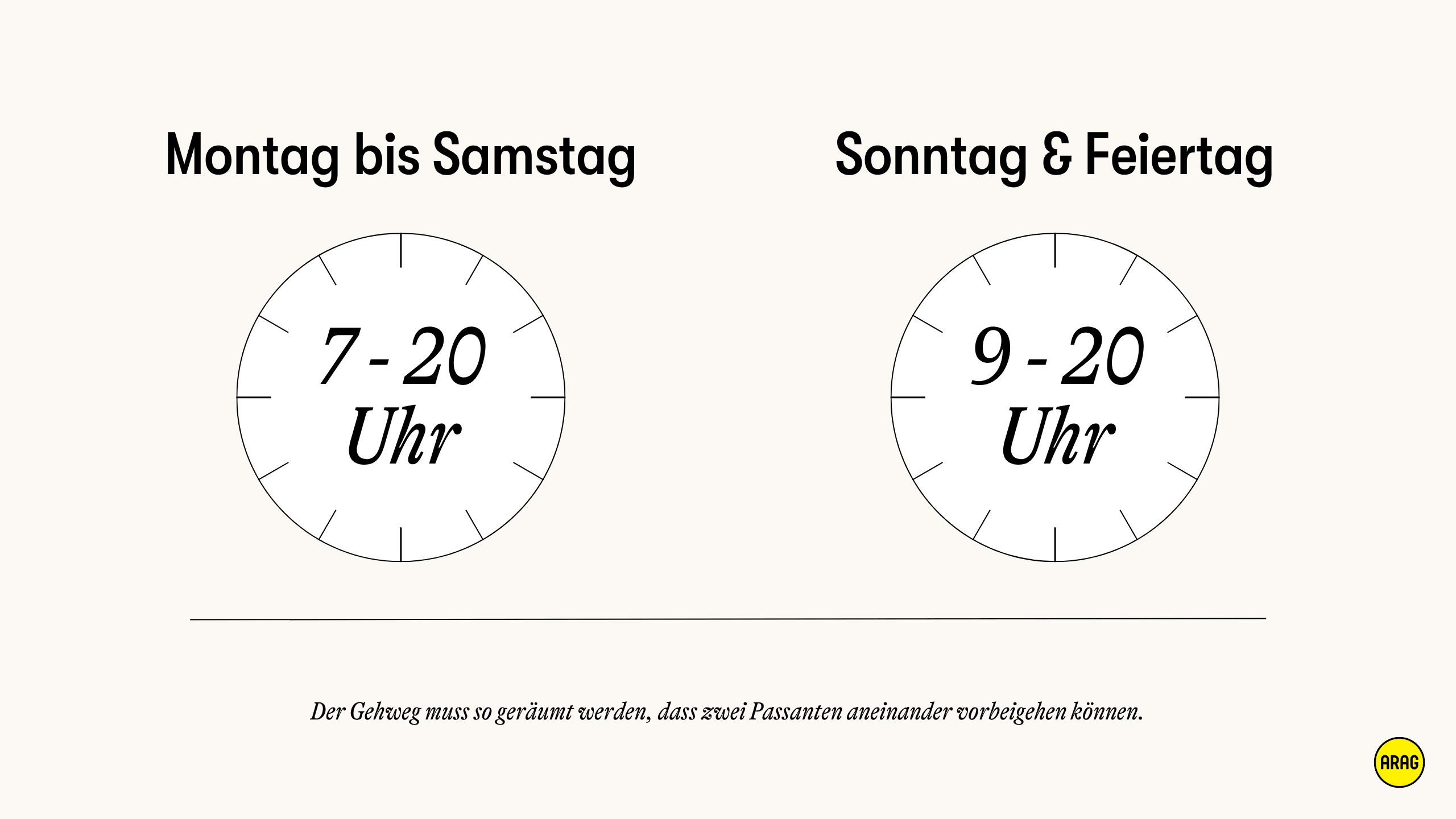 Schneeräumpflicht werktags ab 7 Uhr, sonn- und feiertags ab 9 Uhr bis 20 Uhr