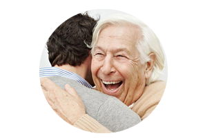 Glücklicher Großvater – Pflege im Alter
