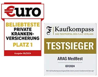 Siegel Euro und FAZ ARAG Private Krankenversicherung 2024