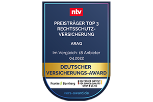 ARAG Rechtsschutz zählt zu den Top 3 beim Deutschen Versicherungs-Award