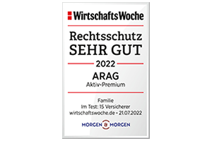 WirtschaftsWoche - ARAG Rechtsschutz Aktiv Premium (Familie) mit der Note „Sehr Gut“